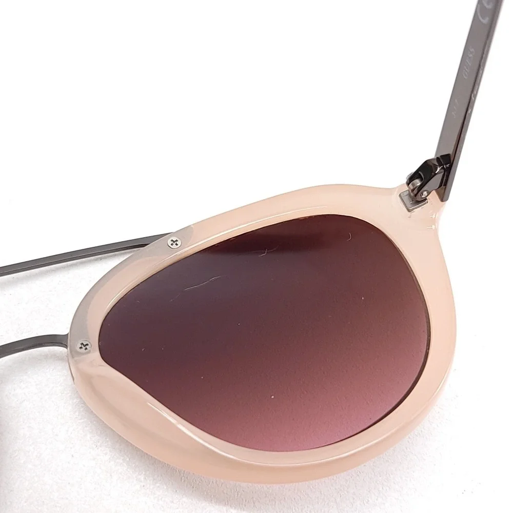 GUESS GF0310 Pink/Pink Gunmetal Womens Sunglasses Metal Plastic Mirror Lense‎